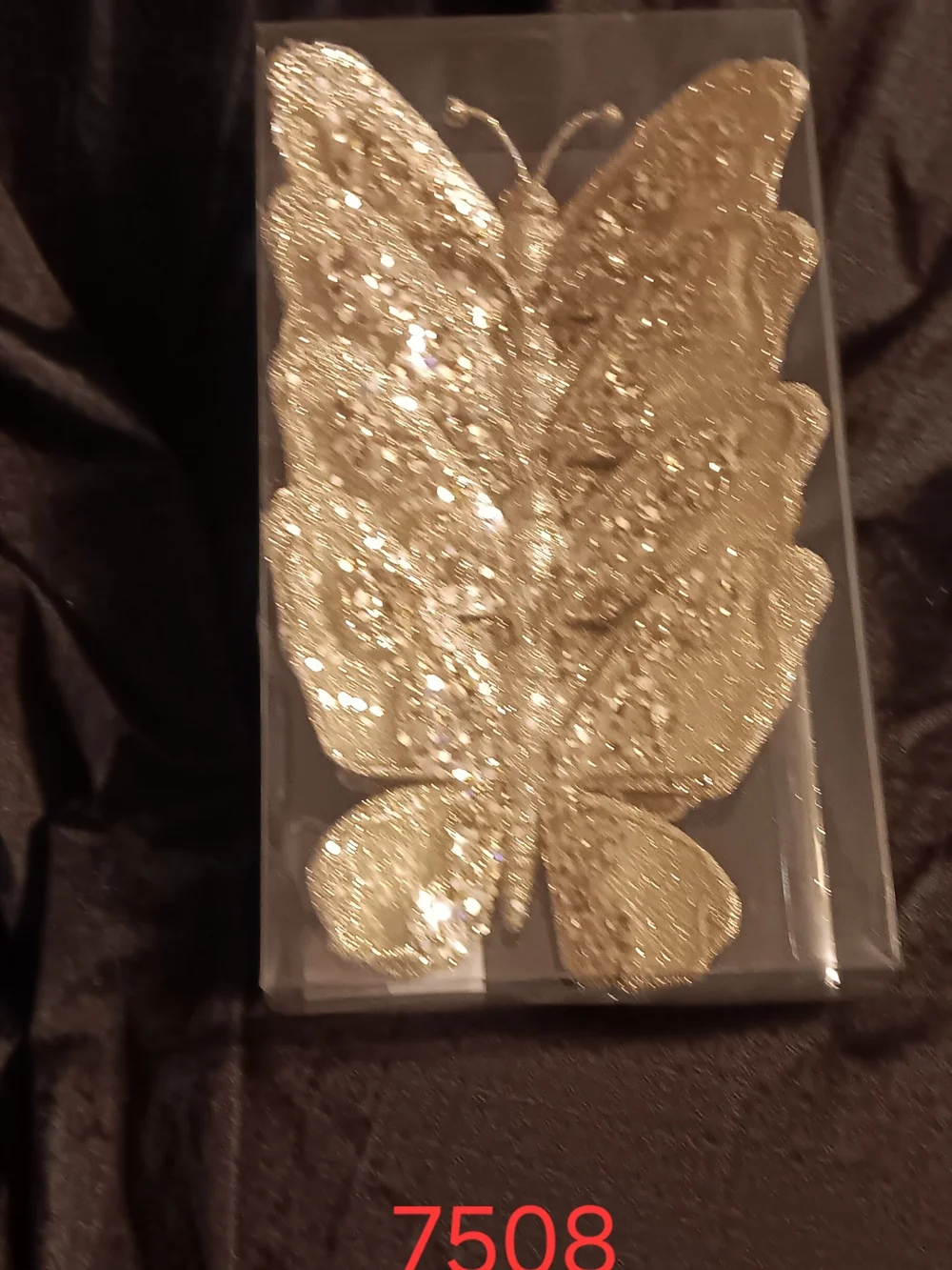 4 Glitter Butterfly Clip On Ornaments